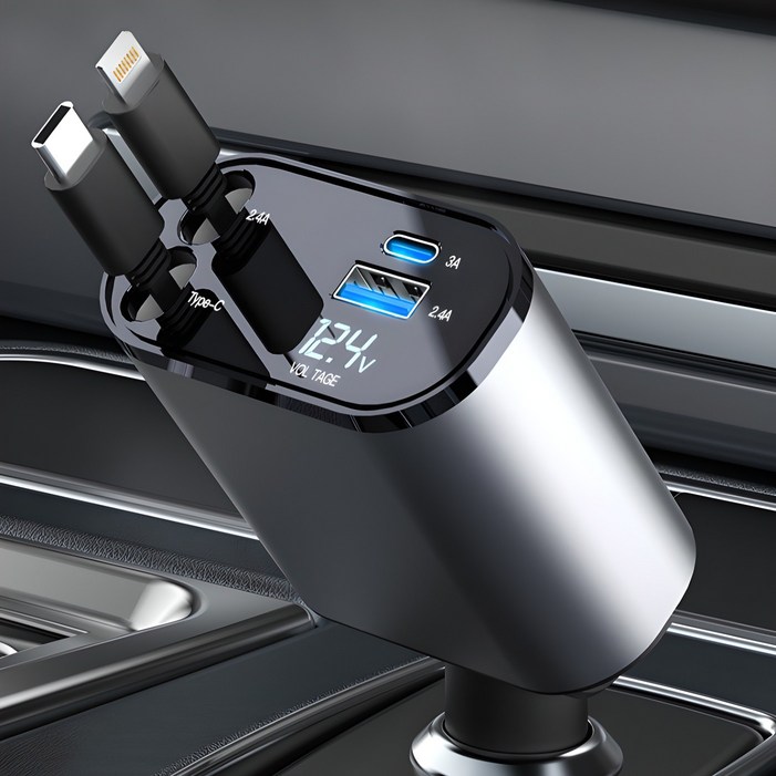 LUMANOKI 겟리비온 차량용 고속 충전기 TYPE-C+애플 릴타입