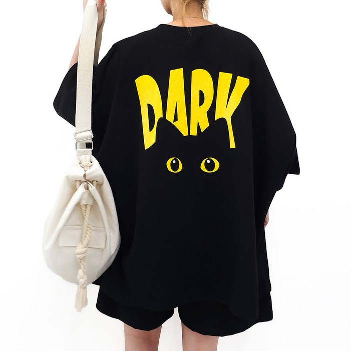 제니블리 다크캣 반팔 반바지 셋업 5XL  5599까지 여름 빅사이즈 오버사이즈 츄리닝 트레이닝 세트