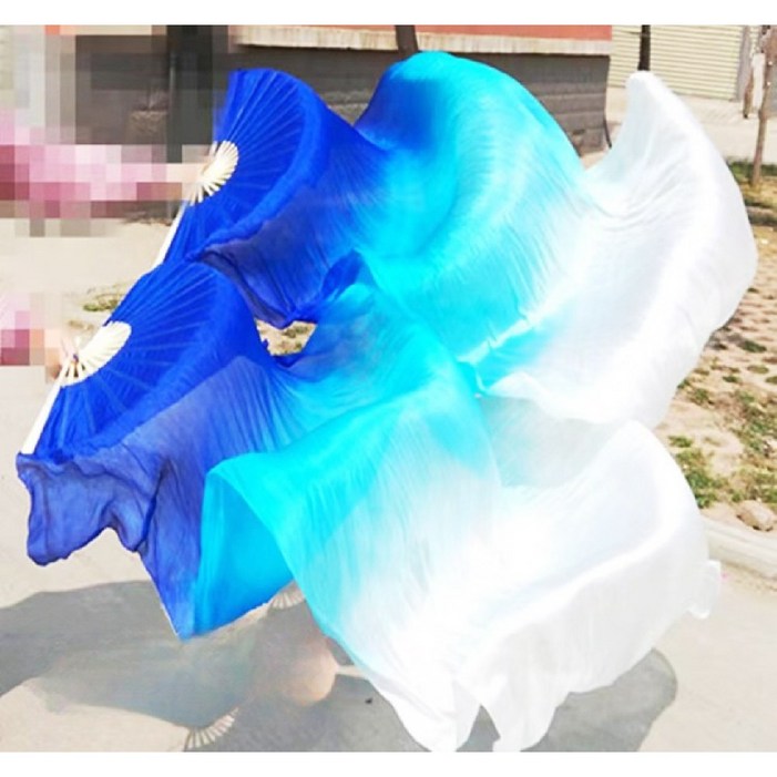 1+1 양손 너슬부채 한국무용 부채춤 그라데이션 공연 팬베일 주름 전통