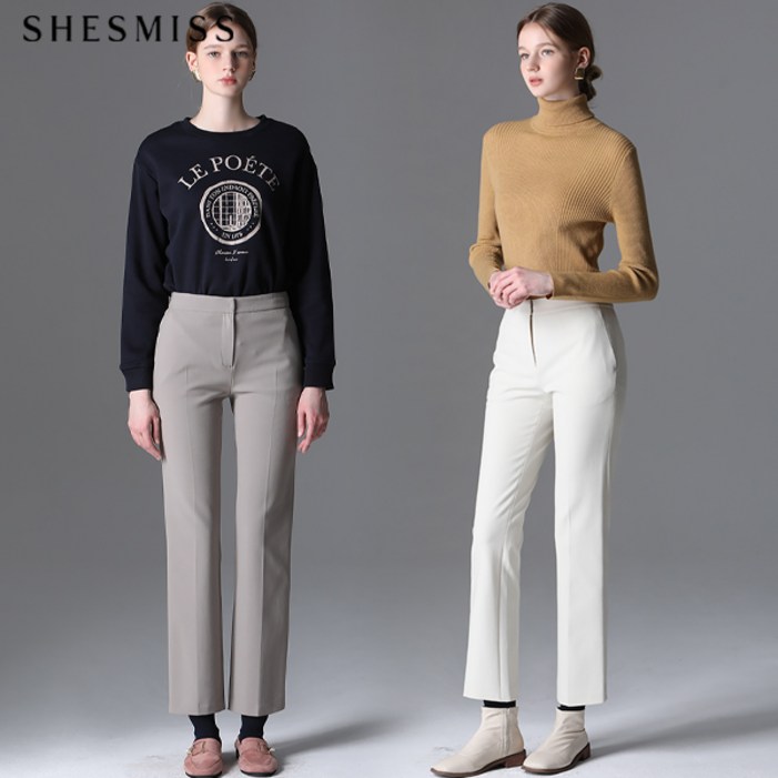 쉬즈미스SHESMISS 히든버튼 슬림 기모 팬츠