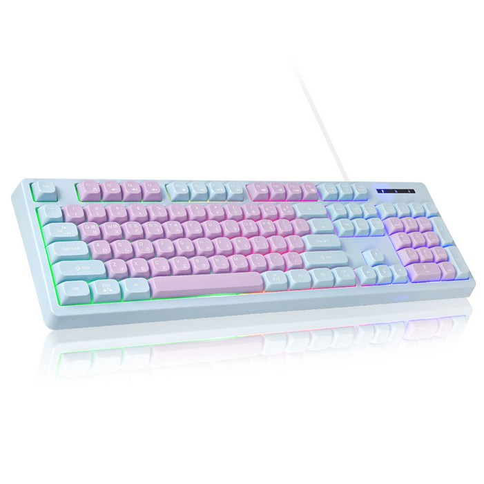 저소음 풀배열 멤브레인 104키 키보드, 젤라토축, CQ104, 자주색 파랑