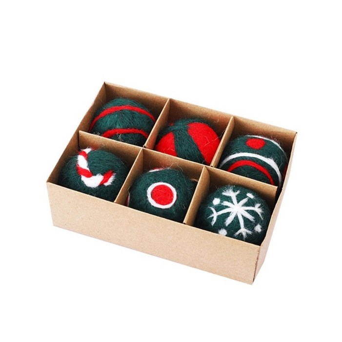 6개의 펠트 크리스마스 볼 펜던트 귀여운 매력 아트 공예 사진 소품