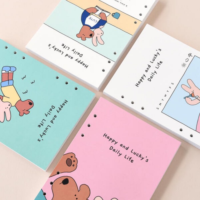아트박스모노라이크 A5 해피앤럭키 6공 다이어리 리필 표지내지 만년형