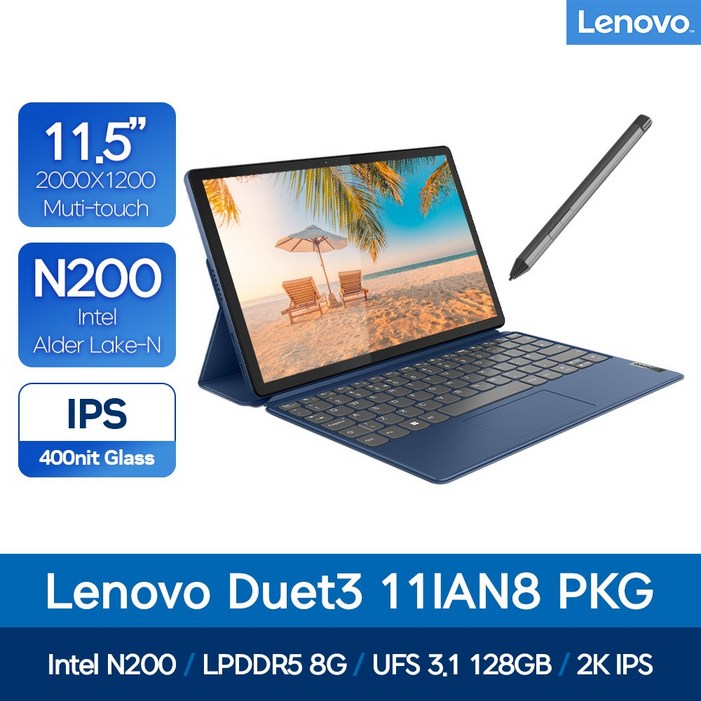 레노버 Lenovo Duet3 11IAN 82XK0002KR Intel® N2008G128G11형 2K 2000x1200 IPS 400nits679g