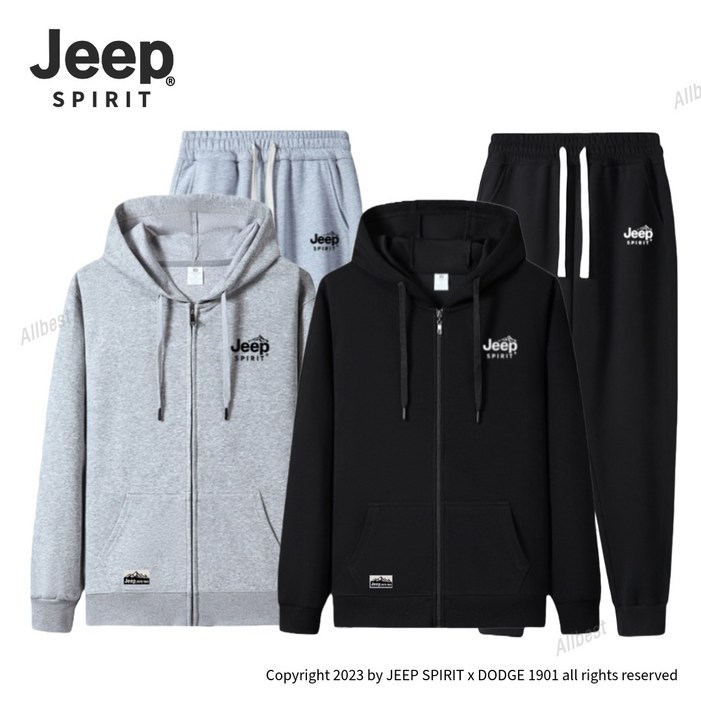 JEEP SPIRIT 지프 남성 여성 츄리닝 트레이닝복 세트 후드집업 조거팬츠 총 2종