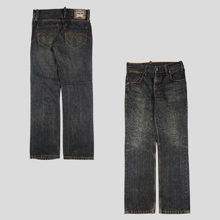 리바이스 511 흑청 워싱 브라운 스티치 슬림 스트레이트핏 청바지 데님팬츠 31