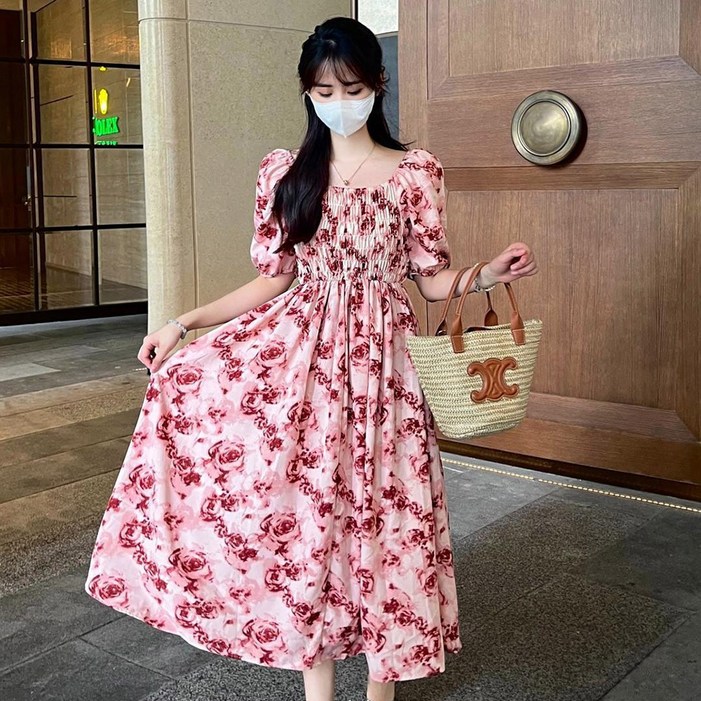 포케이컴퍼니 오픈숄더 플라위 쉬폰 원피스 롱원피스