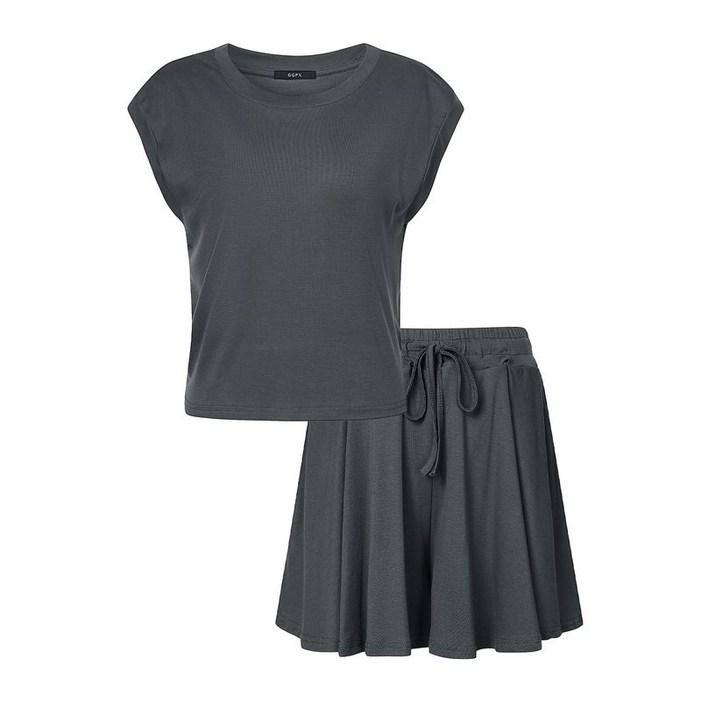 GGPX 무지 백 끈 반팔 숏 팬츠 셋업 GPCOW002D