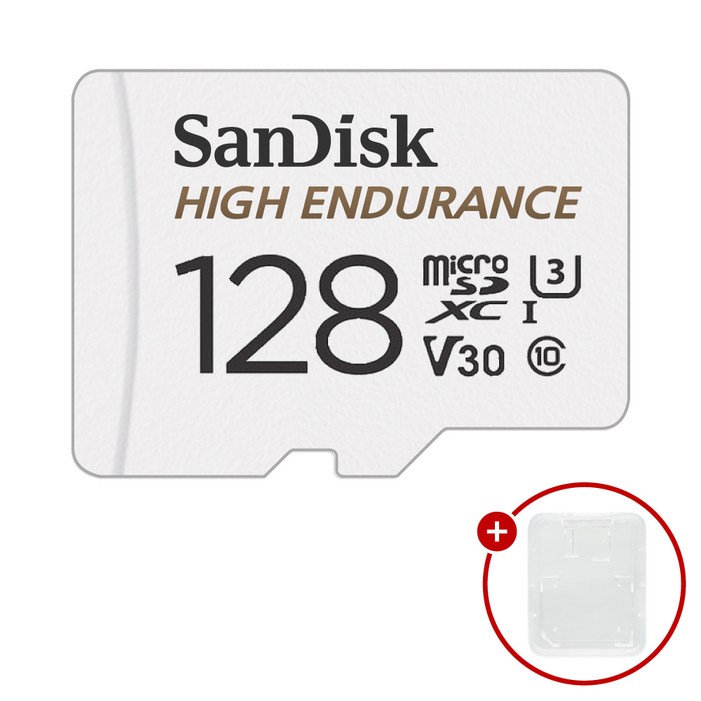 샌디스크 마이크로SD카드 High Endurance 하이엔듀런스 SDSQQNR128GB SD카드 케이스