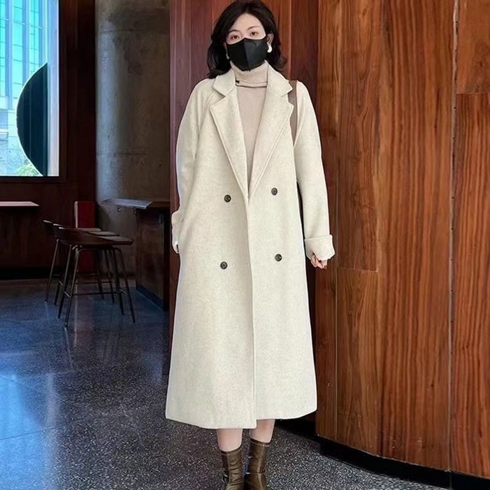COSYEVNO 여성 모직 코트 겨울 빅사이즈 루즈핏 패션 정장 칼라 어디에나 잘 어울리는 미디엄 패딩 도톰 코트 CXJndy04