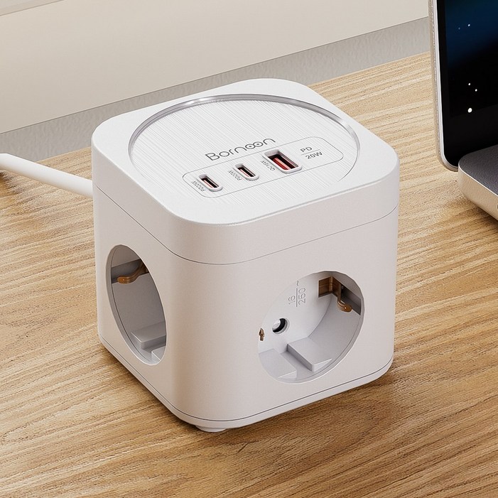 Bornoon 고성능 USB C타입 고속충전 큐브 멀티탭 1.8m