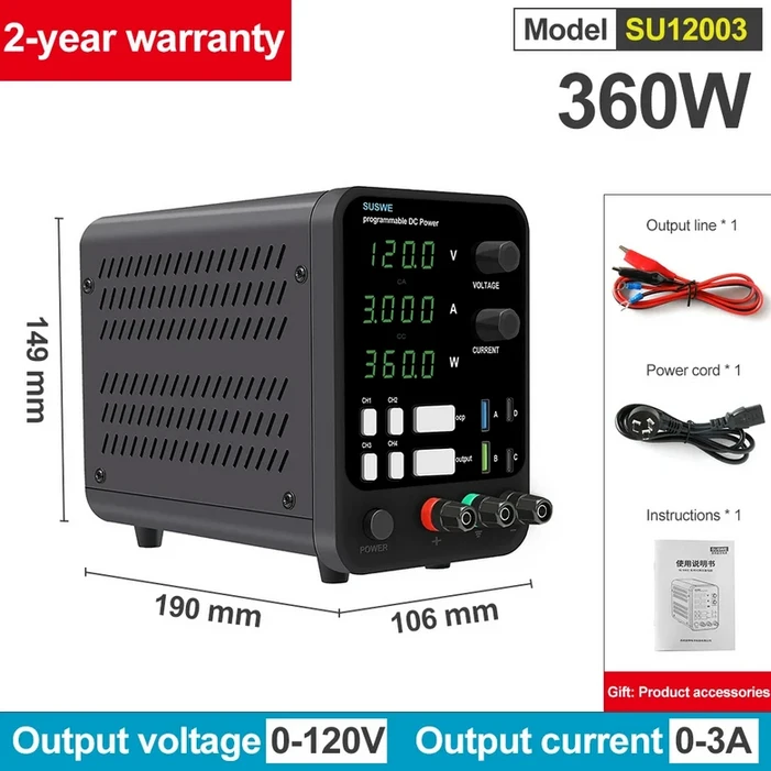 300W 360W DC 조정 실험실 전원 공급 장치 가능한 30V 10A 60V 5A 120V 3A 전압 안정기 벤치 소스