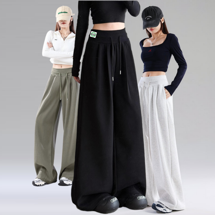 이루이 여성 하이웨이스트 와이드 트레이닝 팬츠 밴딩 숏기장