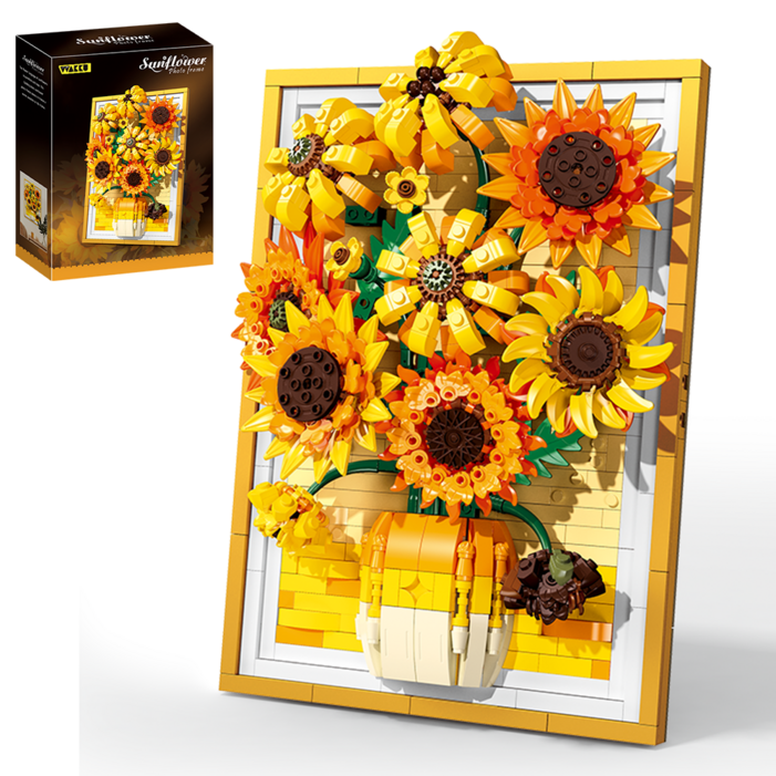 Wakku 보태니컬 해바라기 액자 꽃블럭 레고호환블록 크리스마스선물 Pcs1011, 1개