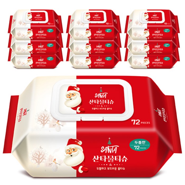 산타 아기 신생아 두꺼운 캡형 물티슈 72매