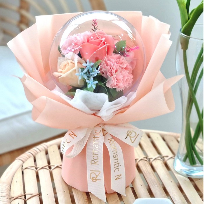 풍선꽃다발 카네이션 장미 꽃다발 LED 아크릴 꽃풍선 화환, 피치 풍선꽃다발 카네이션 장미 꽃다발 LED 아크릴 꽃풍선 화환, 피치