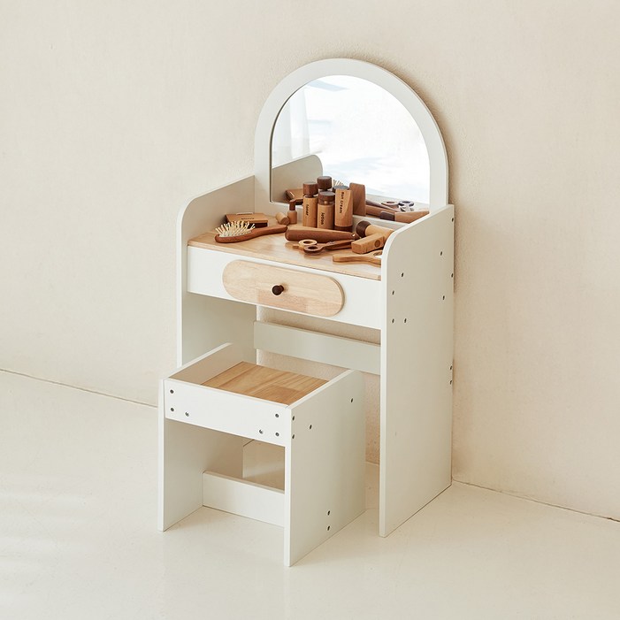 키앤비 화이트 원목 화장대 놀이 세트, 1개