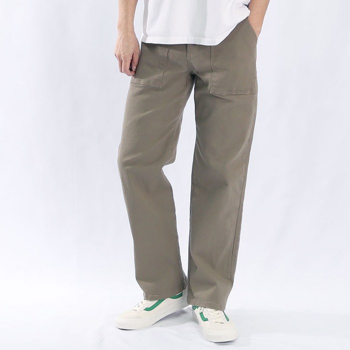 남자 퍼티그 팬츠 일자 면바지 스판 세미와이드 밴딩