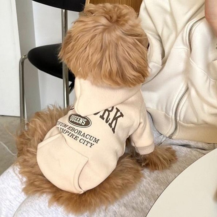 안다스팡 강아지 기모 후드티 겨울 방한 캐주얼 우븐 데일리 강아지옷 여행 캠핑 애완 동물 옷