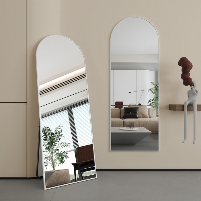 뷰티피크 아치형 전신거울 3in1 스탠드 벽걸이 거치형 강화안전유리 400x1500, 화이트
