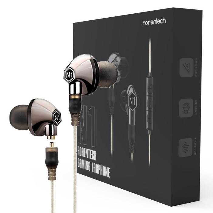 로랜텍 VJJB 프리미엄 인이어 이어폰, N1, 크롬블랙