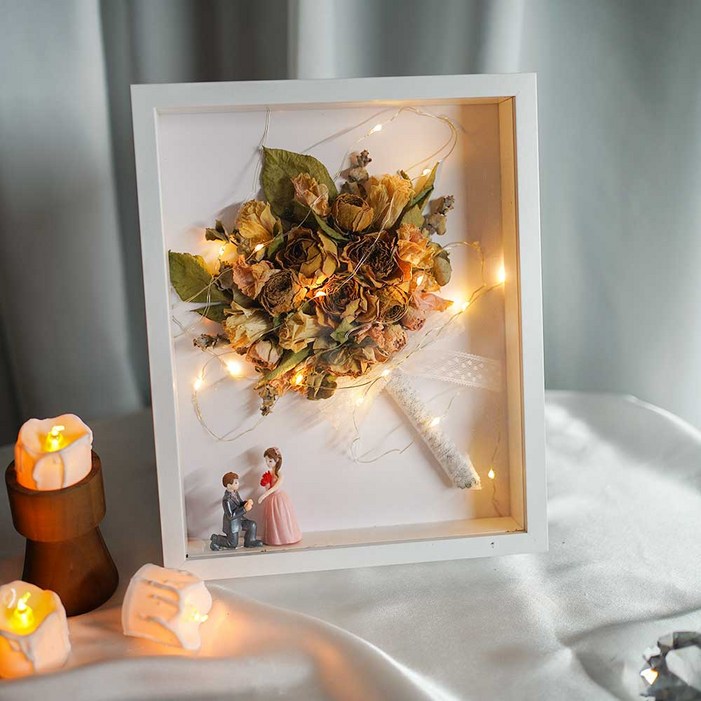 차렌시아 부케말리기 액자 선물 말린 부케 청첩장 꾸미기 압화 선물