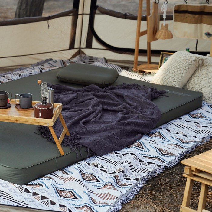 빈슨메시프 자충매트 카스테라 10T 더블 10cm 캠핑 2인용 자충 에어매트 휴대용 매트리스, 카스테라 더블 카키