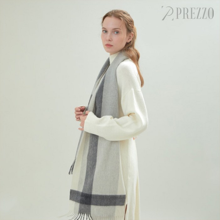 PREZZO 프레조 RAFFINE 캐시미어 100 남자 여자 커플 머플러 목도리