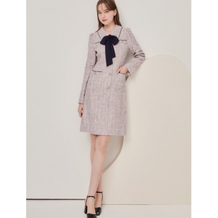 ❲백화점정품❳ JJ지고트 여름 편한 원피스 파이핑 디테일 트위드 GN9A0OP57 하객 오피스 룩