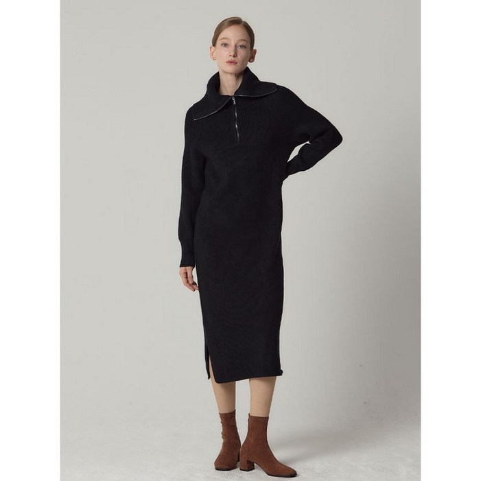 오조크 반넥 집업 카라 롱 니트 원피스 택가격 178000원