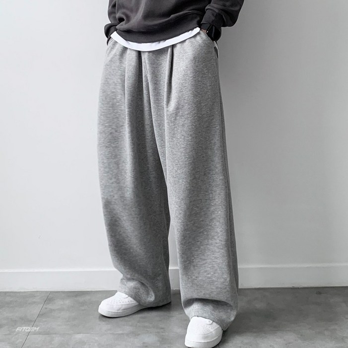 FITOJIM 남자 원턱 와이드팬츠 벌룬 팬츠 츄리닝 트레이닝 바지