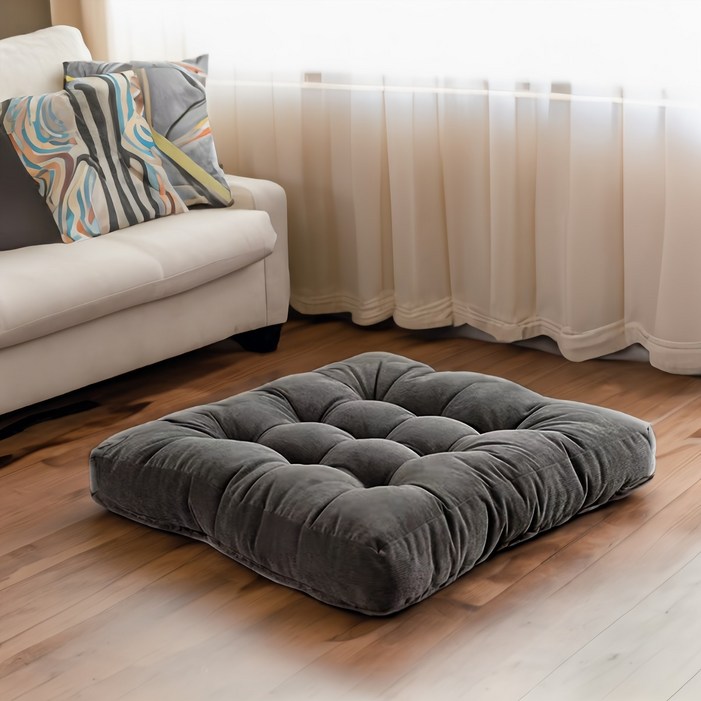 대형방석55X55 두꺼운방석 원형 사각 키높이 등받이 빅사이즈 큰방석, 차콜