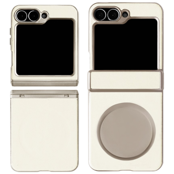 제루크 갤럭시 호환 Z플립 맥세이프 힌지보호 소가죽 풀커버 그립 케이스