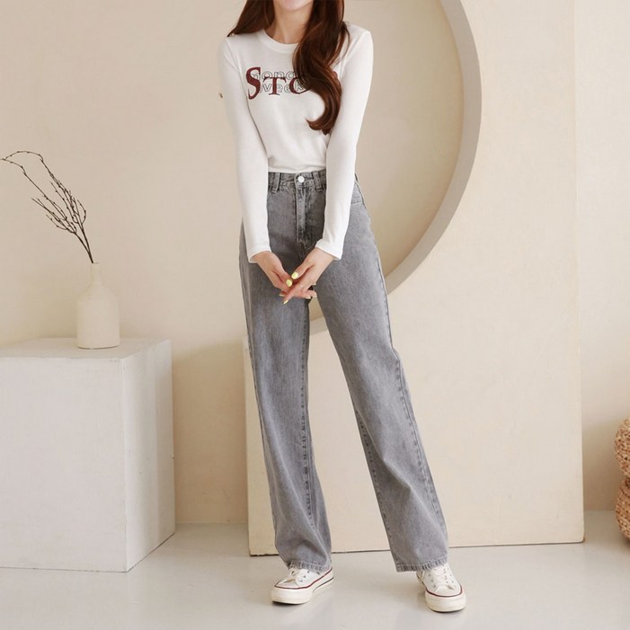 라르고비에 루즈핏 데님 와이드 청바지 데일리 일자 팬츠기장3종