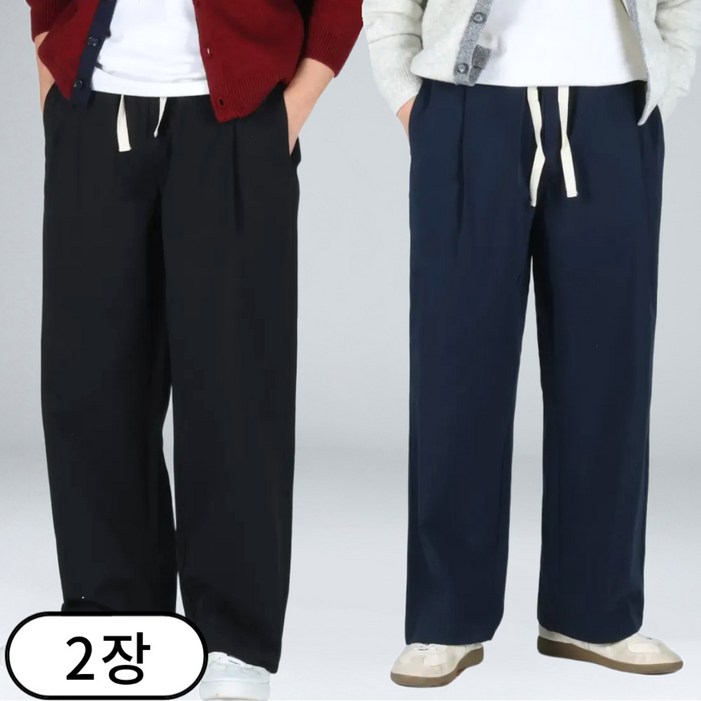 11 남자 빅사이즈 핀턱 와이드 코튼 밴딩 팬츠 67022
