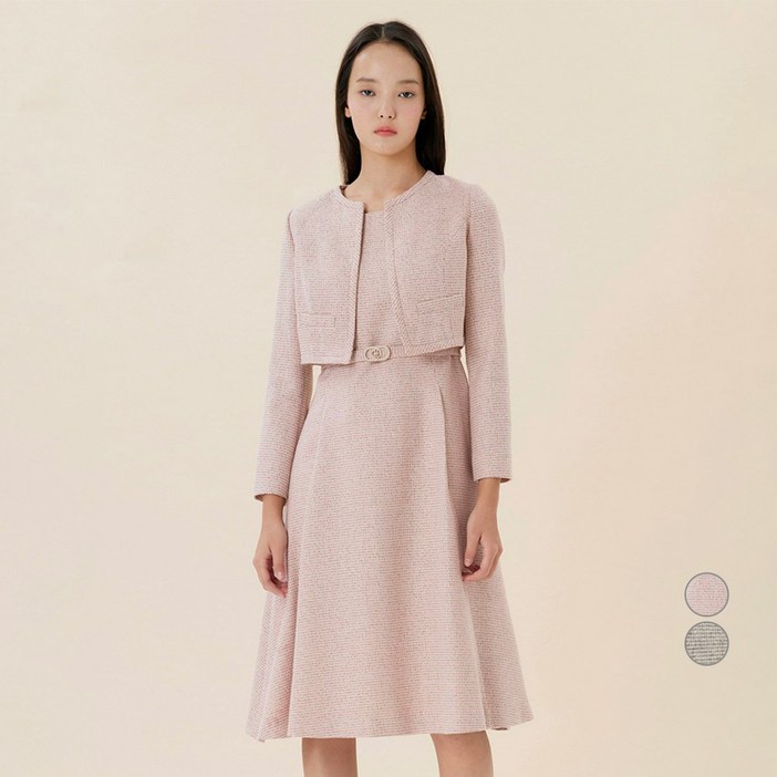 케네스레이디 여성용 에코비스 레이어드 벨티드 원피스