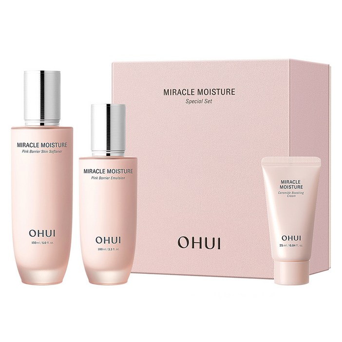 오휘 미라클 모이스처 핑크 베리어 스킨 150ml 에멀전 100ml 크림 25ml, 1세트 오휘 미라클 모이스처 핑크 베리어 스킨 150ml 에멀전 100ml 크림 25ml, 1세트