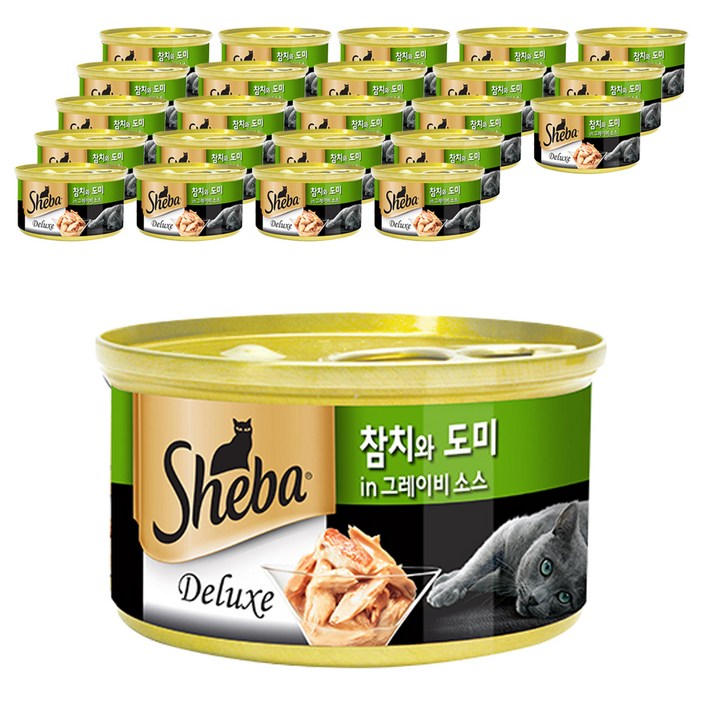 쉬바 1세 이상 고양이 간식 캔, 24개, 혼합맛참치도미
