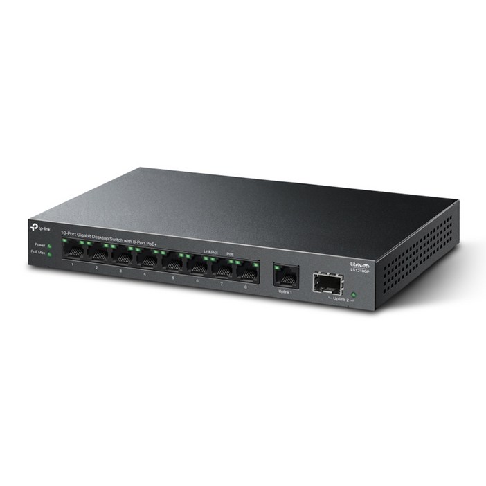 티피링크 10포트 기가비트 데스크톱 스위치 8포트 PoE 지원, LS1210GP, 1개