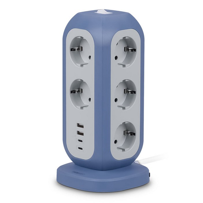 팬웨스트 타워형 고용량 멀티탭 MultiTower 1122, 2m, 스틸블루, 1개
