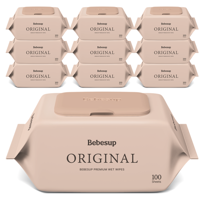 베베숲 오리지널 유아물티슈 캡형, 50g, 100매, 10개