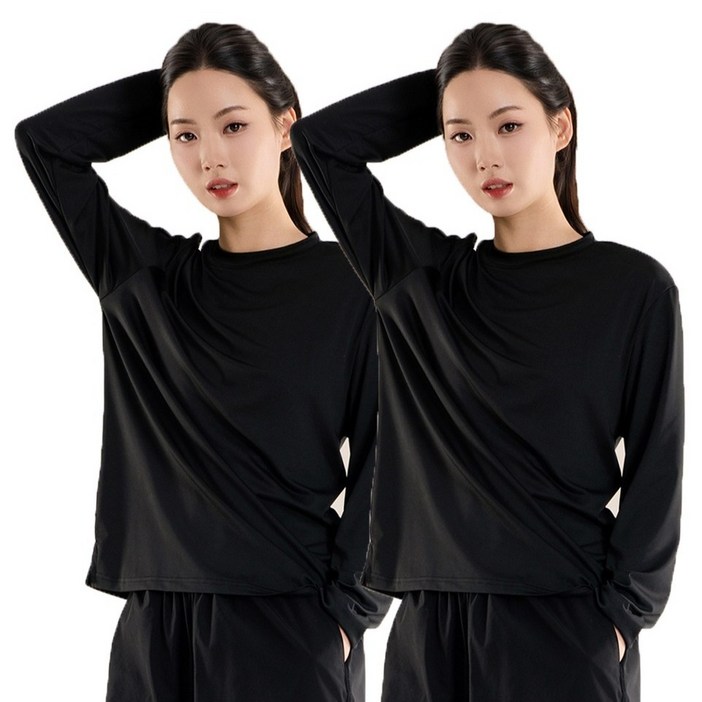 씨티라이프카멜 남녀공용 라운드 루즈핏 긴팔 티셔츠 2p