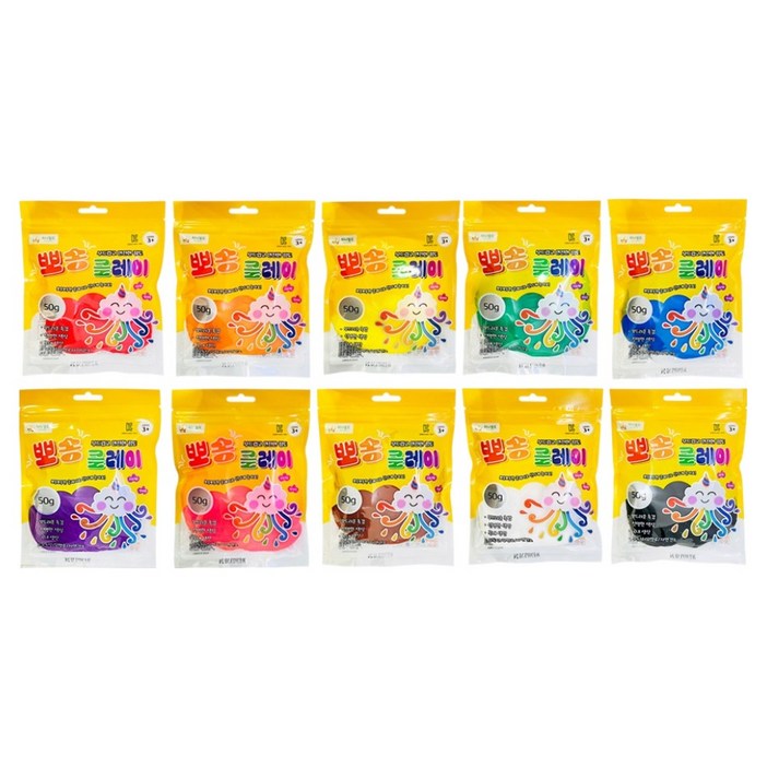 티니월드 뽀송클레이 50g x 10종 세트, 1세트, 혼합색상