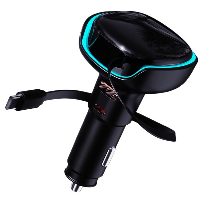 뉴클 PD 3.0 차량용 릴타입 시거잭 3구 50W 고속충전기 케이블 일체형