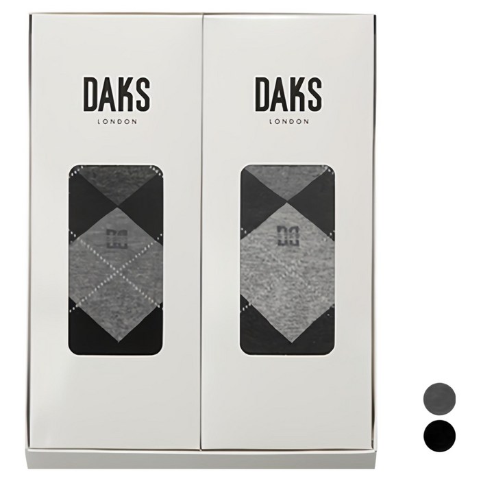 닥스 남성용 신사 아가일 장목 2족 양말 선물세트 쇼핑백