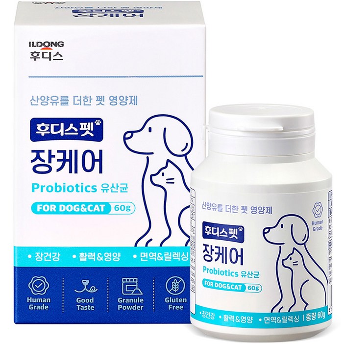 일동후디스 반려동물 후디스펫 장케어 유산균 산양유 60g, 밀크요거트맛, 1개, 소화기능 개선 일동후디스 반려동물 후디스펫 장케어 유산균 산양유 60g, 밀크요거트맛, 1개, 소화기능 개선