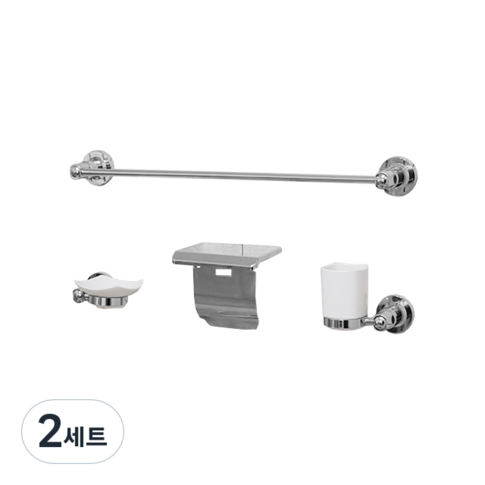 욕실 악세사리 4종세트 SW650, 실버, 2세트