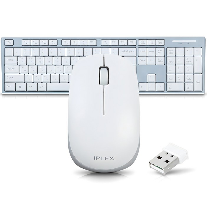 아이플렉스 무선 키보드 마우스 세트, RK3000C, 화이트, 일반형