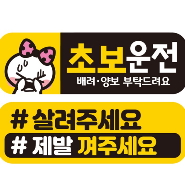 제제데코 초보운전 자동차 탈부착 자석 고휘도 반사 스티커 시트지 미디엄 E230  EC008 + EC048 세트