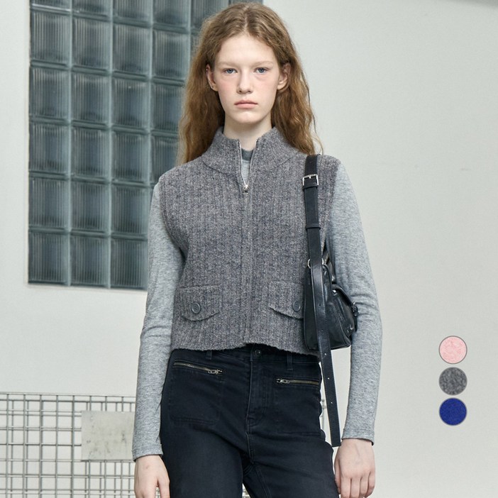 쥬시쥬디 여성용 J 부클 풀집업 니트 베스트 JYKT720A